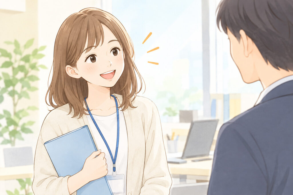 最初のコミュニケーションは笑顔と挨拶だけでもOK